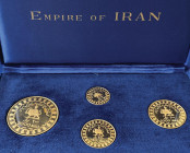 IRAN Mohammad Reza (1941-1979) 2.000, 1.000, 750 e 500 Rials 1971 - AU (g 25,92 + 12,73 + 9,76 + 6,52) Lotto di quattro monete in astuccio originale c...