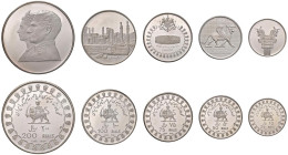 IRAN Mohammad Reza (1941-1979) 200, 100, 75, 50 e 25 Rials 1971 - AG (g 60,40 + 30,46 + 22,65 + 15,14 + 7,47) Lotto di cinque monete

Status: FS
