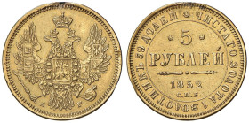 RUSSIA Nicola I (1825-1855) 5 Rubli 1852 - KM C175; Fr. 155 AU (g 6,48) Appiccagnolo rimosso

Status: BB