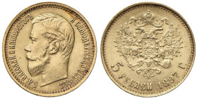 RUSSIA Nicola II (1894-1917) 5 Rubli 1897 - KM Y62; Fr. 180 AU (g 4,31) Minimi graffietti al D/

Status: SPL
