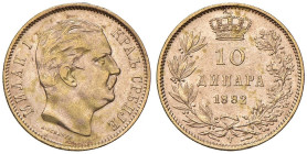 SERBIA Milan Obrenovic IV (1868-1889) 10 Dinara 1882 - KM16; Fr. 5 AU (g 3,21)

Status: qSPL