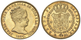 SPAGNA Isabella II (1833-1868) Barcellona - 80 Reales 1846 PS - KM 578.2; Cal. 715 AU (g 6,75) Segnetti e hairlines difusi al D/. Fondi lucenti

Sta...