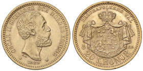 SVEZIA Oscar II (1872-1907) 20 Kronor 1899 - KM 748; Fr. 93a AU (g 8,95)

Status: qFDC/FDC