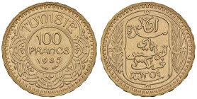 TUNISIA Ahmad II (1929-1942) 100 Franchi 1354 (1935) - KM 257; Fr. 14 AU (g 6,52)

Status: qFDC/FDC