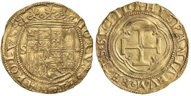 SPAGNA Carlo e Giovanna di Castiglia (1506-1516) Siviglia - Scudo d'oro - Cal. 196 AU (g 3,36) R Di ottima qualità per la tipologia, tondello ampio e ...
