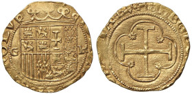 SPAGNA Giovanna la Pazza e Carlo I (1516-1556) Granada - Escudo R aperta - cfr. Cal. 182; Tauler 474 AU (g 3,39) RR Esemplare in altissima conservazio...
