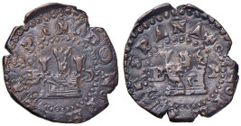 SPAGNA Filippo II (1556-1598) Burgos - Ochavo o 2 maravedis s.d. (ca. 1582) - Cal. 51 MI (g 5,21) Interessante ribattitura al R/. Ottima conservazione...