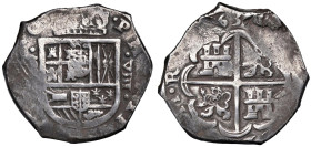 SPAGNA Filippo IV (1621-1665) Siviglia - 8 Reales 163(?) R - KM 39; Cal. tipo 350 AG (g 27,09)

Status: BB