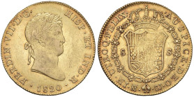 SPAGNA Ferdinando VII (1808-1833) Madrid - 8 Escudos 1820 GJ - KM 485; Cal. 1776 AU (g 27,00) Graffietti al D/

Status: BB