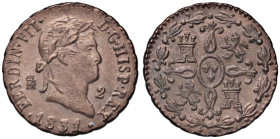 SPAGNA Ferdinando VII (1808-1833) Segovia - 2 Maravedìs 1831 - Cal. 154 CU (g 2,67) Coniazione debole al D/

Status: qFDC/FDC