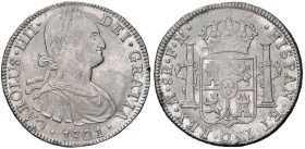 MESSICO Carlo IV (1788-1808) 8 Reales 1801 Mo FM - KM 109; Cal. 970 AG (g 26,99) Colpetto al bordo

Status: SPL