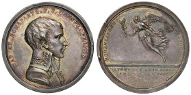 Medaglia 1802 Pace di Amiens. D/ Giro: NAP. AL. BONAPARTE P.P. CONSUL. PRIMUS. Nel campo busto a dx in costume da primo console. Nella troncatura del ...