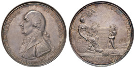 Medaglia 1802 Pace di Amiens. D/ MARQUIS - CORNWALLIS BRITISH PLENIPOTENTIARY AT AMIENS Busto in uniforme a sx. Sotto la troncatura del braccio: I.G.H...