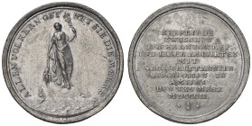 Medaglia 1802 Pace di Amiens. D/ Circolarmente: ALLEN VÖLKERN ÖFFNET SIE DIE MEERE. La Pace con tridente e caduceo plana su mare calmo con due velieri...