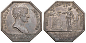 Medaglia 1802 Cassa di sconto del commercio. D/ NAPOLEON BONAPARTE Busto a dx. Sotto: ANDRIEU F. Esergo: CONSUL À VIE 15 AOÛT 1802 - R/ CAISSE D’ESCOM...