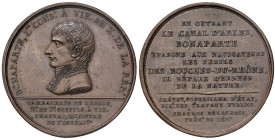 Medaglia 1802 Napoleone decide di collegare Arles a Port-de-Bouc con un canale navigabile. D/ BONAPARTE , Ier CONSVL À VIE AN X. DE LA REP.E. Busto a ...