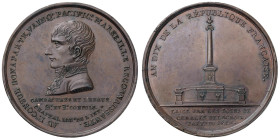 Medaglia 1802 Colonna di Napoleone a Marsiglia. D/ AU I.er CONSUL BONAPARTE, VAINQ.r PACIFIC.r MARSEILLE RECONNAISSANTE Busto a sx in costume da conso...
