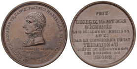 Medaglia 1803 Giochi marittimi a Marsiglia. D/ Giro: AU I.ER CONSUL BONAPARTE, VAINQ.R PACIFIC.R MARSEILLE RECONNAISSANTE. Nel campo busto a sx di Nap...