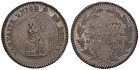 Medaglia 1803 Loggia massonica della Perfetta Unione di Douay. D/ In contorno perlinato: PARFAITE UNION O.: DE DOUAY. Stellina a 5 punte. Nel campo: f...