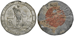 Clichè 1804 Promulgazione del Codice Civile. D/ In contorno perlinato, tra 2 rosette, in alto: “HONNEUR ET PATRIE”, in basso: “A.P.M. WEINAND DE PARIS...
