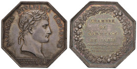Gettone Ottagonale 1804 Camera di Commercio di Parigi. D/ Testa laureata a dx. Giro: “NAPOLEON BONAPARTE EMPEREUR”. Sotto il taglio del collo: ANDRIEU...