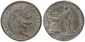 Gettone 1804 Incoronazione di Napoleone. D/ NAPOLEON - EMPEREUR. Testa laureata a dx. In basso: JETTON. R/ Giro: “GEKRONT D. XXIII NOV. MDCCCIV” (inco...