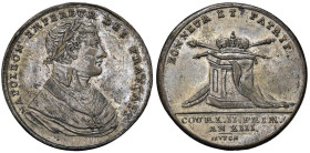 Gettone 1804 Incoronazione a Parigi. D/ “NAPOLEON EMPEREUR DES FRANCAIS”. Busto laureato a dx di Napoleone in gran costume Imperiale. R/ “HONNEUR ET P...