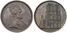 Medaglia 1804 Pio VII a Parigi per l’Incoronazione di Napoleone in Notre - Dame. D/ Busto del Papa a dx con tripla tiara in capo e costume papale. Sot...