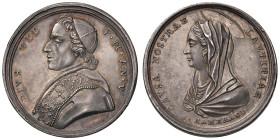 Medaglia 1804 Viaggio a Parigi di Pio VII per l’Incoronazione di Napoleone. D/ PIUS VII P. M. AN. V”. Busto del Papa a sx, con zucchetto, piviale e st...