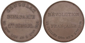Medaglia 1804 Incoronazione di Napoleone in Notre Dame a Parigi. D/ In contorno perlinato “REVOLUTION FRANCAISE”. Circolarmente in basso: “14 JUILLET ...