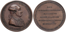 Medaglia 1804 Morte di Necker. D/ Busto a dx. Circolarmente: “NECKER DIRECTEUR G.NL DES FINANCES C.H.G.” Nel taglio del braccio: MONTAGNY F. R/ Circol...