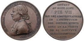 Medaglia Il papa visita l’istituzione dei sordomuti. D/ CH. MICHEL DE L’ÉPÉE NÉ A VERSAILLES 1712, MORT A PARIS 1789. Busto dell’abate a sx. B. DUVIVI...