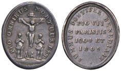 Medaglia Pio VII a Parigi. D/ SUMMUS PONTIFEX BENEDIXIT Al centro: PIO VII PARISIIS 1804 ET 1805 - R/ PRO OMNIBUS MORTUUS EST. Cristo in croce. Ai lat...