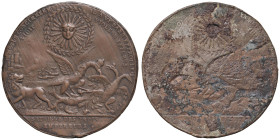Medaglia Battaglia di Austerlitz detta dei tre imperatori. D/ Circolarmente in alto a sx: IMMOTUS CONCURRERE VIDIT. A dx: IL A VU SANS EFFROI LEUR VIO...