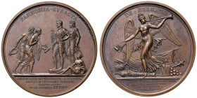 Medaglia Deputazione dei sindaci di Parigi nella Reggia di Schoenbrunn. D/ PANNONIA SUBACTA. Napoleone laureato con mantello sulla spalla sx e con cor...