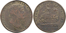 Medaglia Pace di Presbourg. D/ Testa laureata a dx. NAPOLEON EMPER. DES FRANC. ET ROI D’ITALIE - R/ Cavaliere al galoppo a dx. DURCH KRIEG DEN SIEG UN...