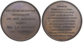 Medaglia Napoleone dona al tribunato otto bandiere strappate al nemico. D/ Legenda in lingua francese in 6 linee: XXX DÉCEMBRE MDCCCV - INAUGURATION -...