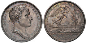 Medaglia Napoleone ristabilisce il ponte sul fiume Rodano. D/ Busto laureato a dx con tunica sulla spalla. NAPOLEO IMPERATOR ET REX. AN. II. MDCCCV So...