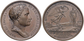 Medaglia Napoleone ristabilisce il ponte sul fiume Rodano. D/ Busto laureato a dx con tunica sulla spalla. NAPOLEO IMPERATOR ET REX. AN. II. MDCCCV So...