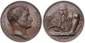 Medaglia Scuola per minatori del Monte Bianco. D/ Testa laureata di Napoleone a dx - R/ Il Monte Bianco nei tratti di un gigante. Nella barra dell’ese...
