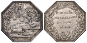 Medaglia Commercio a Parigi del carbone di legna. D/ In corona di quercia: COMMERCE DE CHARBONS DE BOIS PARIS AN 13 - R/ Operai in foresta intenti all...