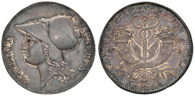 Medaglia La Minerva lionese. D/ MINERVA LUGDUN. Testa riccioluta di Minerva a sx con elmo corinzio sovrastato da leone accucciato. Sotto il taglio del...