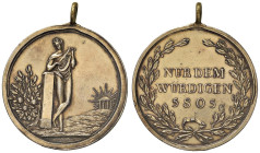 Medaglia massonica. D/ Tra due rami di ulivo intrecciati in basso: NUR DEM WURDIGEN 5805 - R/ Suonatore di lira vicino a roseto. A dx su collinetta un...