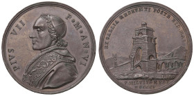 Medaglia Passaggio del papa Pio VII, di ritorno da Parigi, sul Ponte Milvio ricostruito. D/ Busto a sx con calotta, mantello e stola. PIUS VII P.M. AN...