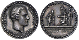 Napoleone Bonaparte (1795-1815) Medaglia 1806 Kaiser Napoleon in Berlin, gli invalidi prussiani ricevono il soldo. Imperatore all'antica seduto, dietr...