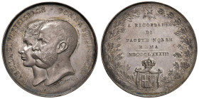 SAVOIA Regnando Umberto I (1878-1900) Medaglia 1883 Per le Nozze tra Tommaso di Savoia e Isabella di Baviera - Opus: Giacomini e Finocchi - Molto rara...