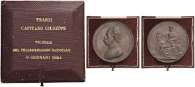 SAVOIA Umberto I (1878-1900) Medaglia 1884 Commemorazione del pellegrinaggio Nazionale a Roma il 9 Gennaio 1884 - Opus: G. Vagnetti - Rara - AE (g 157...