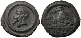 SAVOIA Vittorio Emanuele II (1861-1878) Medaglia 187? Medaglia fusa prodotta con la lava del Vesuvio, Napoli - Rarissima - Lava (g 90,92 - Ø 76 mm) Af...