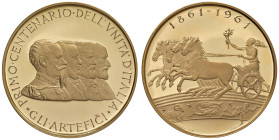 MEDAGLIE DELLA REPUBBLICA ITALIANA Repubblica Medaglia Centenario 1961 Primo Centenario dell'Unità d'Italia, i Fondatori - Opus: Giampaoli - AU 900 (g...