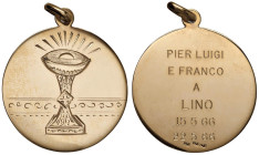 Repubblica Medaglia 1966 Calice raggiante, R/ dedica di dono e data - Autore non indicato - AU 750 (g 7,87 - Ø 29,8 mm) Marcato 750

Status: qFDC